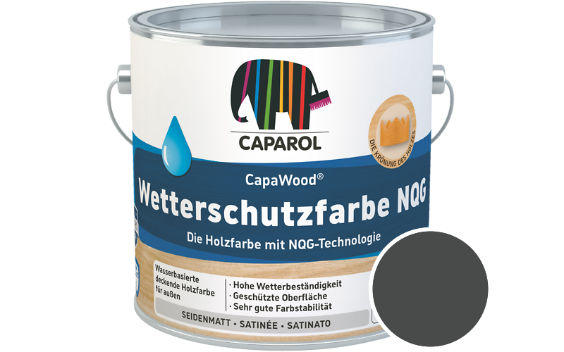 Caparol CapaWood Wetterschutzfarbe NQG 2,5L Holzfarbe f�r au�en / Get�nt im Farbton Graphit 0