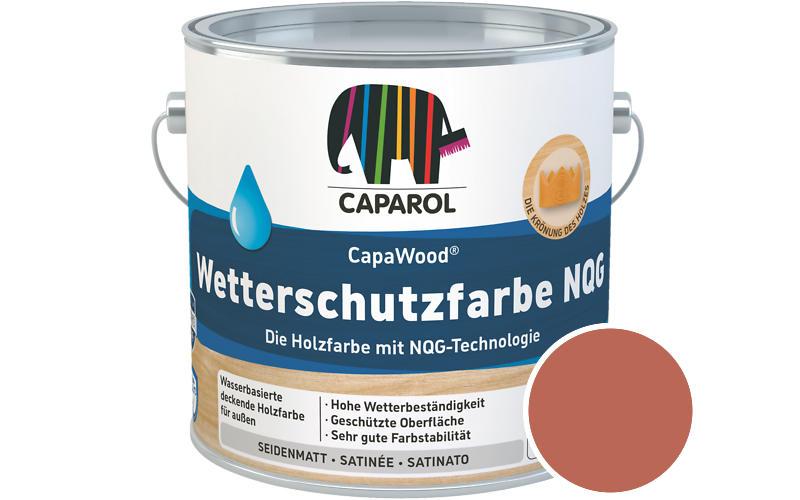 Caparol CapaWood Wetterschutzfarbe NQG 2,5L Holzfarbe f�r au�en / Get�nt im Farbton Magma 130