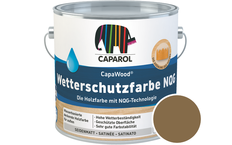 Caparol CapaWood Wetterschutzfarbe NQG 2,5L Holzfarbe f�r au�en / Get�nt im Farbton Marill 35