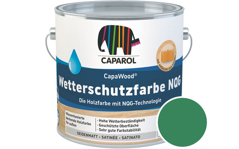 Caparol CapaWood Wetterschutzfarbe NQG 2,5L Holzfarbe f�r au�en / Get�nt im Farbton Mint 65