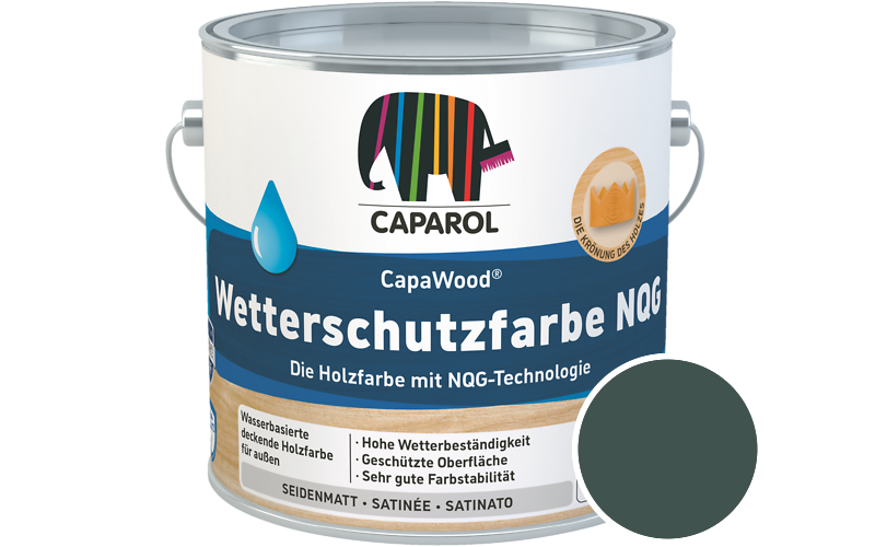Caparol CapaWood Wetterschutzfarbe NQG 2,5L Holzfarbe f�r au�en / Get�nt im Farbton Patina 40