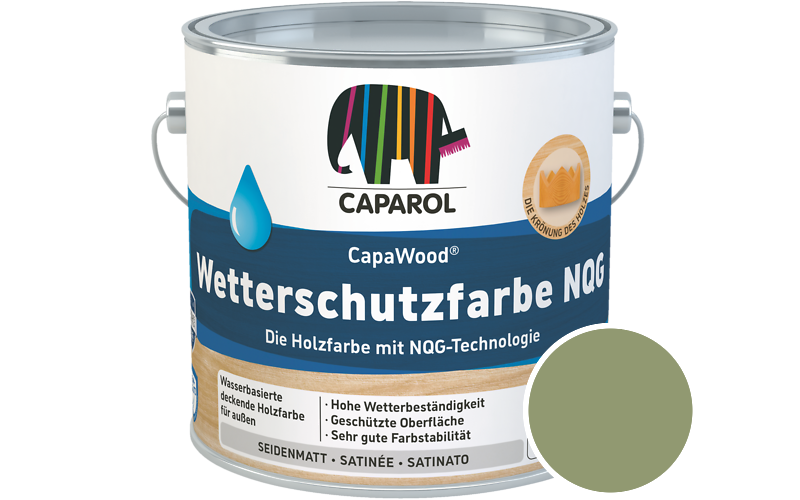 Caparol CapaWood Wetterschutzfarbe NQG 2,5L Holzfarbe f�r au�en / Get�nt im Farbton Pinie 45