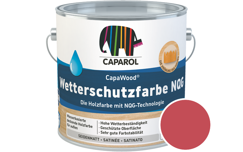 Caparol CapaWood Wetterschutzfarbe NQG 700ml Holzfarbe f�r au�en / Get�nt im Farbton RAL 3018 Erdbeerrot