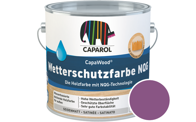 Caparol CapaWood Wetterschutzfarbe NQG 5L Holzfarbe f�r au�en / Get�nt im Farbton RAL 4008 Signalviolett