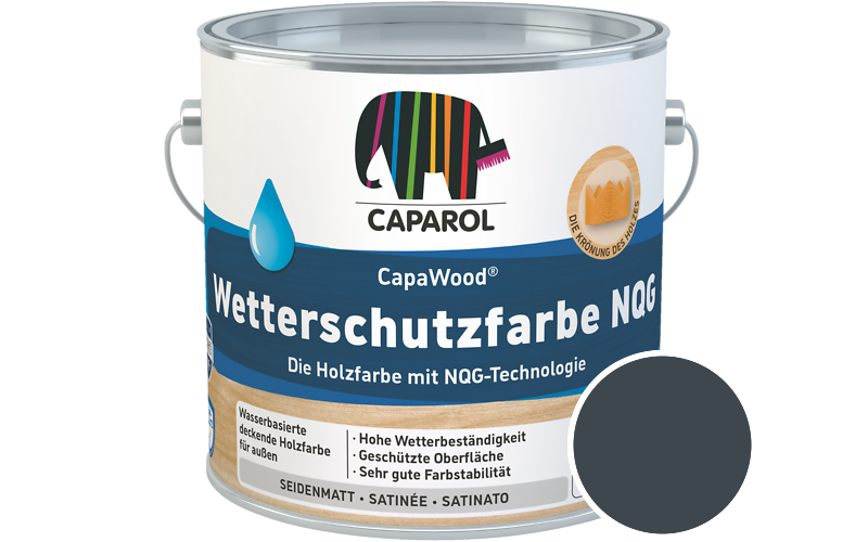Caparol CapaWood Wetterschutzfarbe NQG 10L Holzfarbe f�r au�en / Get�nt im Farbton RAL 5008 Graublau