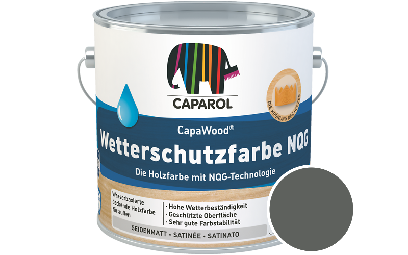 Caparol CapaWood Wetterschutzfarbe NQG 10L Holzfarbe f�r au�en / Get�nt im Farbton RAL 7010 Zeltgrau