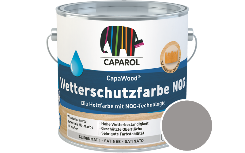 Caparol CapaWood Wetterschutzfarbe NQG 700ml Holzfarbe f�r au�en / Get�nt im Farbton RAL 7036 Platingrau