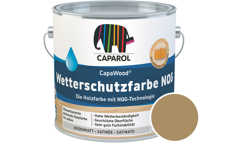 Caparol CapaWood Wetterschutzfarbe NQG 700ml Holzfarbe f�r au�en / Get�nt im Farbton Savanne 12