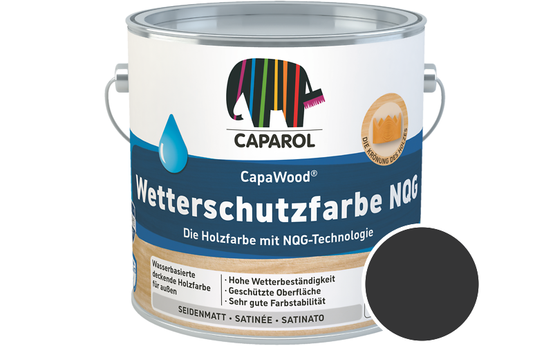 Caparol CapaWood Wetterschutzfarbe NQG 5L Holzfarbe f�r au�en / Get�nt im Farbton Schwarz Ava