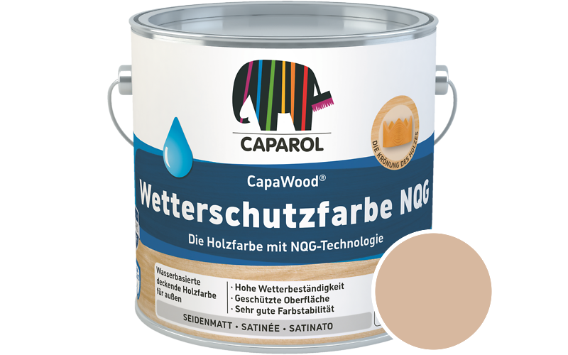 Caparol CapaWood Wetterschutzfarbe NQG 2,5L Holzfarbe f�r au�en / Get�nt im Farbton Siena 105