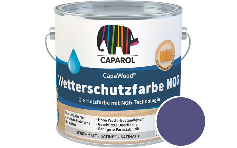 Caparol CapaWood Wetterschutzfarbe NQG 2,5L Holzfarbe f�r au�en / Get�nt im Farbton Velvet 95