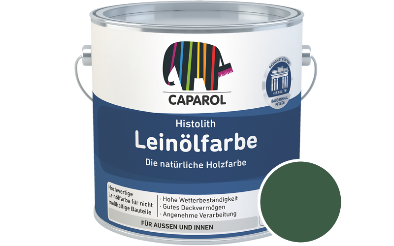 Caparol Histolith Leinlfarbe 2,5L Holzfarbe / Getnt im Farbton Malachit 35