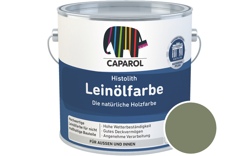 Caparol Histolith Leinlfarbe 1L Holzfarbe / Getnt im Farbton Moos 65