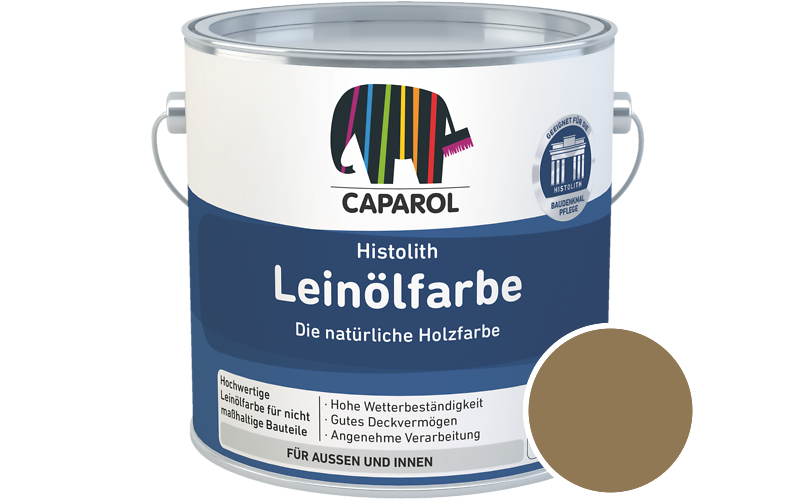 Caparol Histolith Leinlfarbe 2,5L Holzfarbe / Getnt im Farbton Palazzo 190