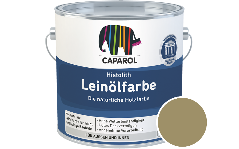 Caparol Histolith Leinlfarbe 1L Holzfarbe / Getnt im Farbton RAL 1020 Olivgelb