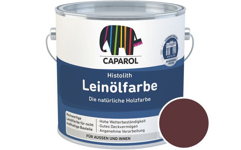 Caparol Histolith Leinlfarbe 2,5L Holzfarbe / Getnt im Farbton RAL 3005 Weinrot