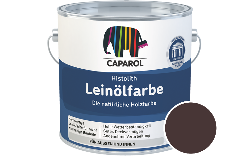 Caparol Histolith Leinlfarbe 1L Holzfarbe / Getnt im Farbton RAL 3007 Schwarzrot