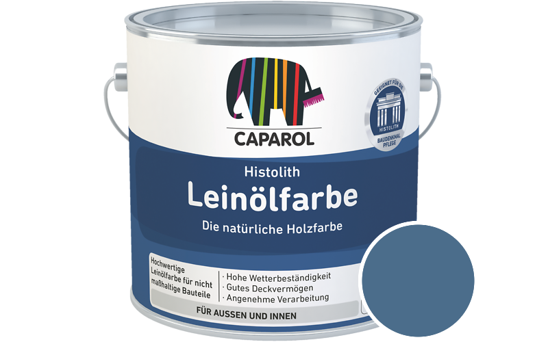 Caparol Histolith Leinlfarbe 2,5L Holzfarbe / Getnt im Farbton RAL 5007 Brillantblau