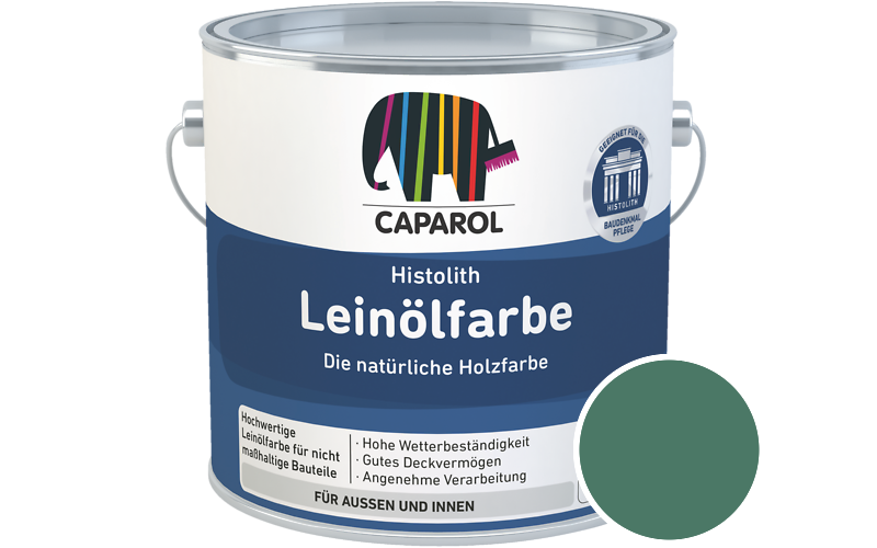 Caparol Histolith Lein�lfarbe 1L Holzfarbe / Get�nt im Farbton RAL 6000 Patinagr�n
