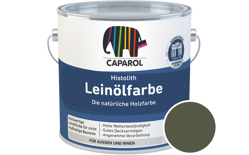 Caparol Histolith Leinlfarbe 2,5L Holzfarbe / Getnt im Farbton RAL 6003 Olivgrn
