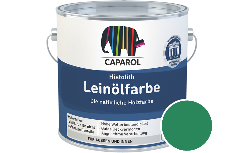 Caparol Histolith Leinlfarbe 10L Holzfarbe / Getnt im Farbton RAL 6024 Verkehrsgrn