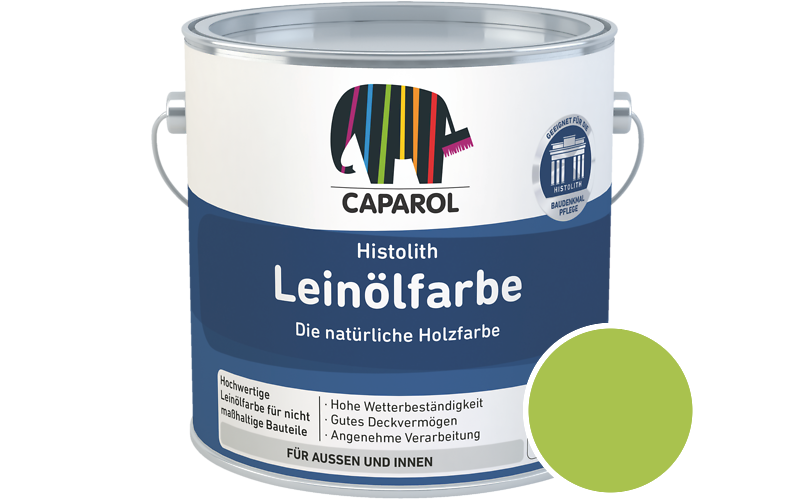 Caparol Histolith Leinlfarbe 2,5L Holzfarbe / Getnt im Farbton RAL 6039 Fasergrn