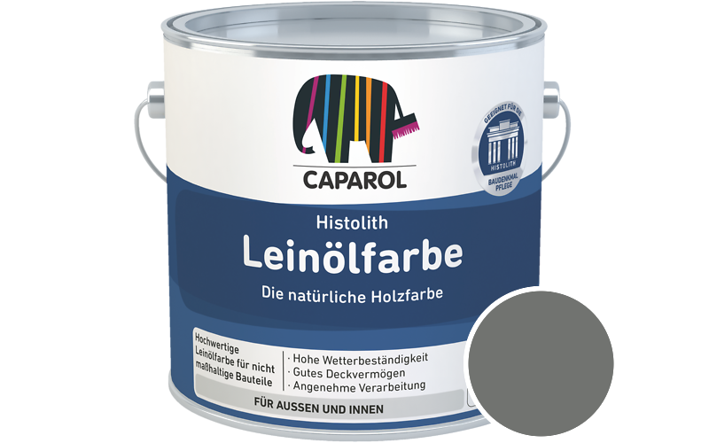 Caparol Histolith Leinlfarbe 10L Holzfarbe / Getnt im Farbton RAL 7005 Mausgrau