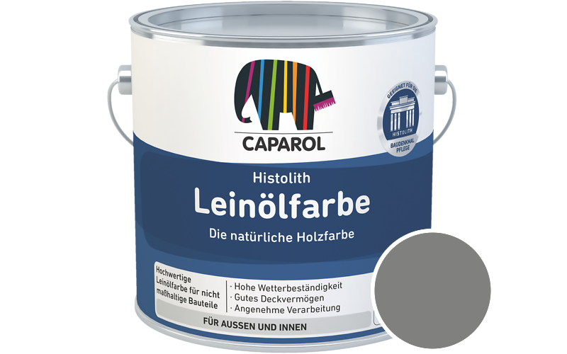 Caparol Histolith Leinlfarbe 10L Holzfarbe / Getnt im Farbton RAL 7037 Staubgrau
