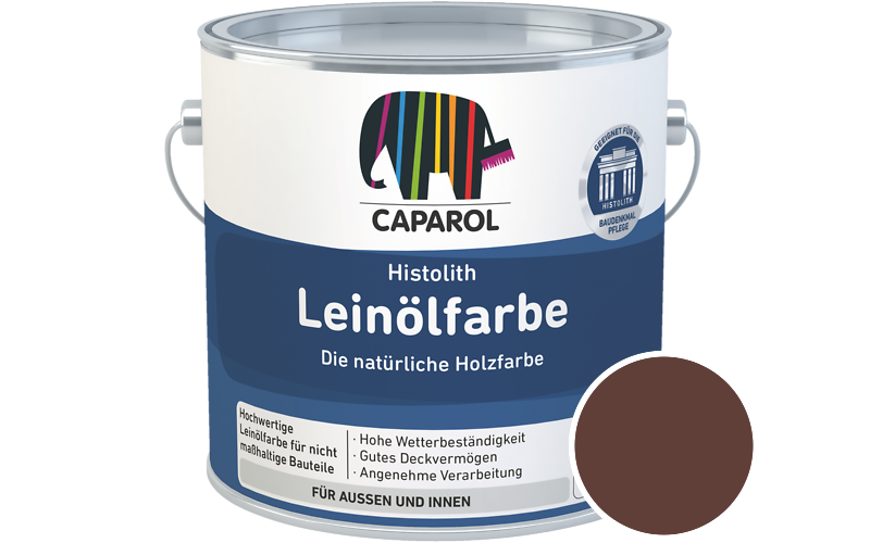 Caparol Histolith Leinlfarbe 2,5L Holzfarbe / Getnt im Farbton RAL 8015 Kastanienbraun