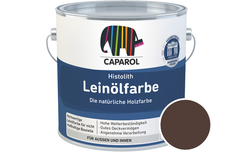 Caparol Histolith Leinlfarbe 2,5L Holzfarbe / Getnt im Farbton RAL 8016 Mahagonibraun
