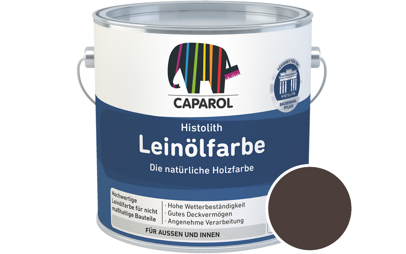 Caparol Histolith Leinlfarbe 1L Holzfarbe / Getnt im Farbton RAL 8017 Schokoladenbraun