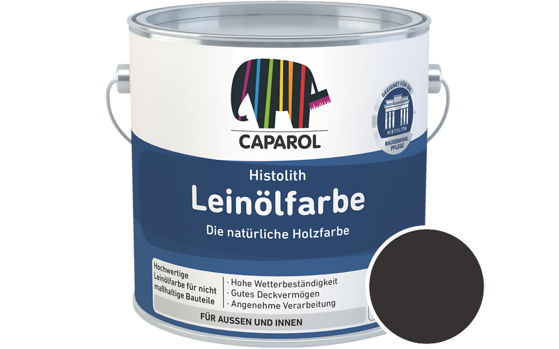 Caparol Histolith Leinlfarbe 2,5L Holzfarbe / Getnt im Farbton RAL 8022 Schwarzbraun
