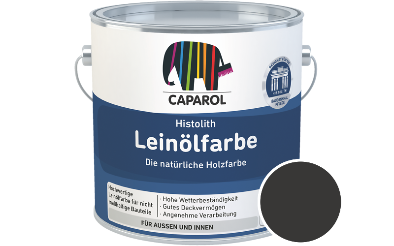 Caparol Histolith Leinlfarbe 10L Holzfarbe / Getnt im Farbton RAL 9017 Verkehrsschwarz