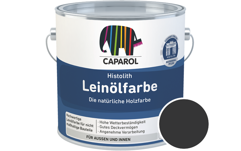 Caparol Histolith Leinlfarbe 2,5L Holzfarbe / Getnt im Farbton Schwarz Ava