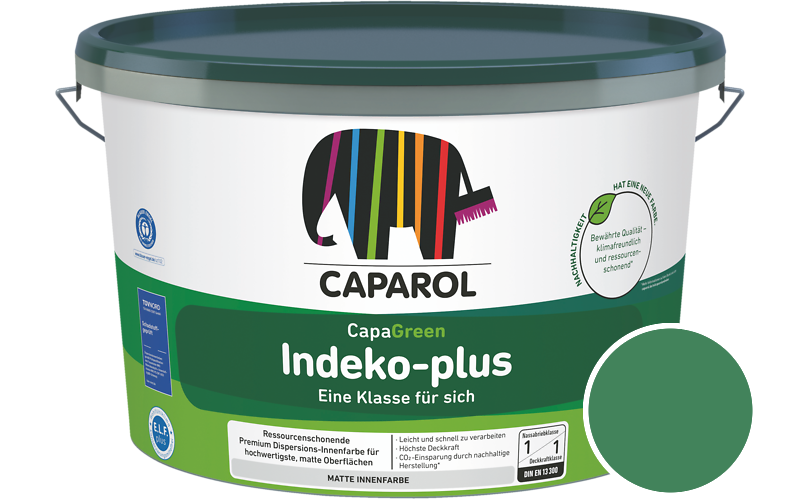 Caparol Indeko-plus 2,5L Innenfarbe / Getnt im Farbton Malachit 100