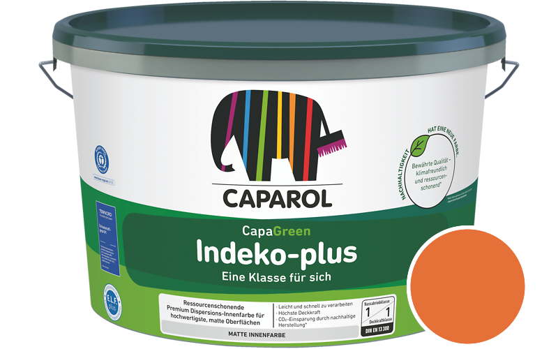 Caparol Indeko-plus 7,5L Innenfarbe / Getnt im Farbton RAL 2008 Hellrotorange
