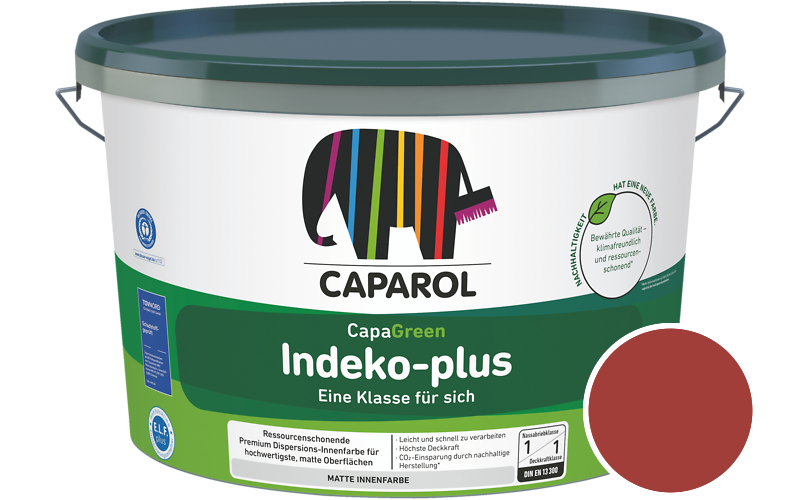 Caparol Indeko-plus 12,5L Innenfarbe / Getnt im Farbton RAL 3000 Feuerrot