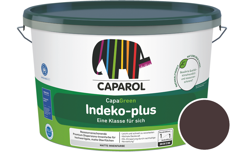 Caparol Indeko-plus 1,25L Innenfarbe / Getnt im Farbton RAL 3007 Schwarzrot