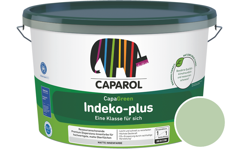 Caparol Indeko-plus 2,5L Innenfarbe / Getnt im Farbton RAL 6019 Weissgrn
