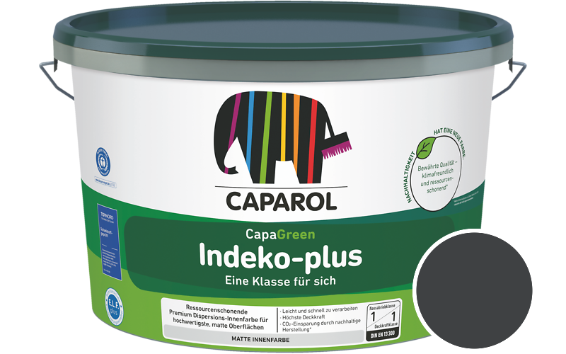 Caparol Indeko-plus 5L Innenfarbe / Getnt im Farbton RAL 7021 Schwarzgrau