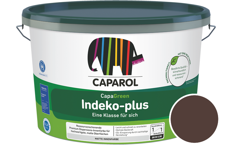 Caparol Indeko-plus 2,5L Innenfarbe / Getnt im Farbton RAL 8016 Mahagonibraun