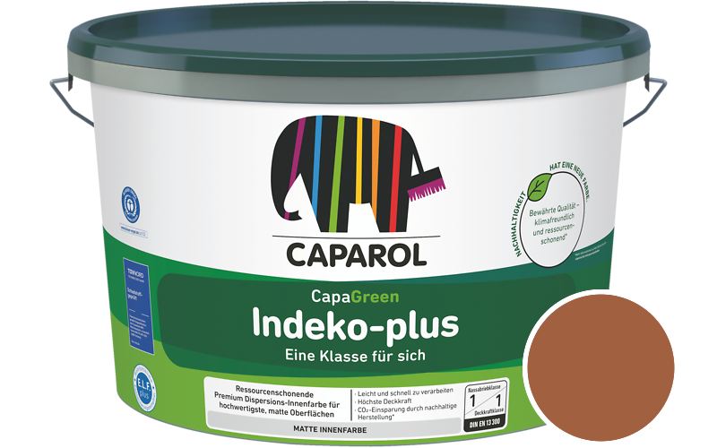 Caparol Indeko-plus 2,5L Innenfarbe / Getnt im Farbton RAL 8023 Orangebraun