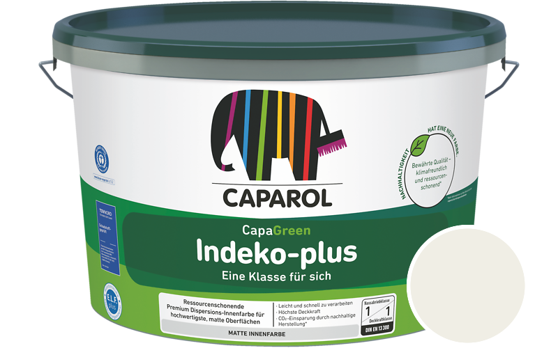Caparol Indeko-plus 1,25L Innenfarbe / Getnt im Farbton RAL 9010 Reinweiss