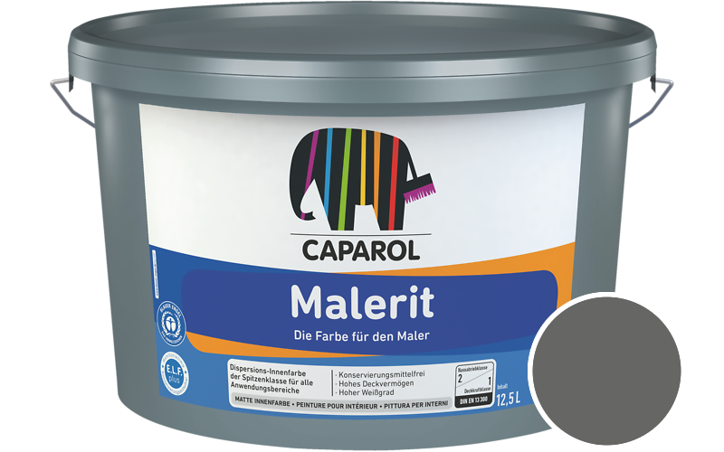 Caparol Malerit 1,25L Innenfarbe / Getnt im Farbton Graphit-grau