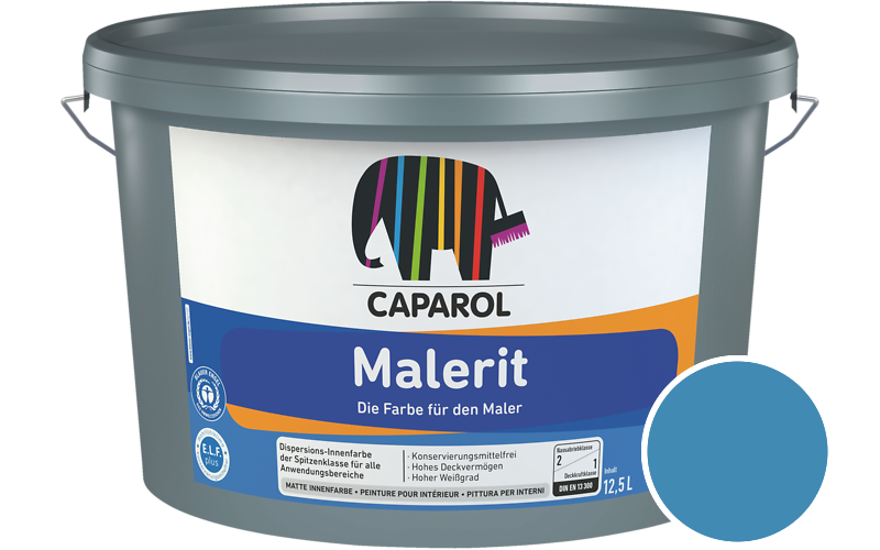 Caparol Malerit 5L Innenfarbe / Getnt im Farbton RAL 5012 Lichtblau