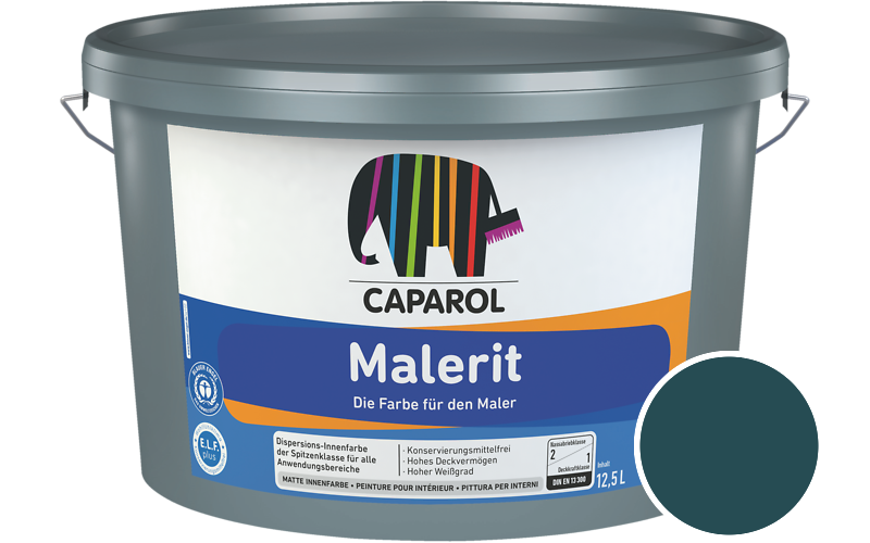 Caparol Malerit 5L Innenfarbe / Getnt im Farbton RAL 5020 Ozeanblau