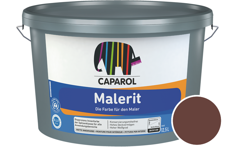 Caparol Malerit 1,25L Innenfarbe / Getnt im Farbton RAL 8012 Rotbraun