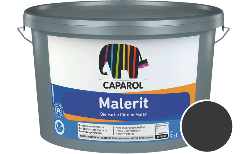 Caparol Malerit 12,5L Innenfarbe / Getnt im Farbton RAL 9011 Graphitschwarz