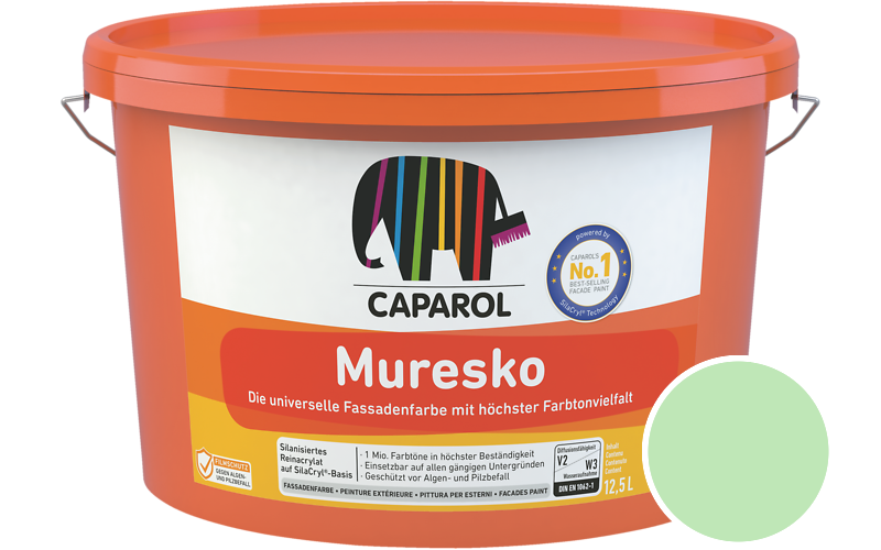 Caparol Muresko 12,5L Fassadenfarbe / Getnt im Farbton Agave 150