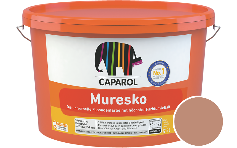 Caparol Muresko 2,5L Fassadenfarbe / Getnt im Farbton Aprico 105